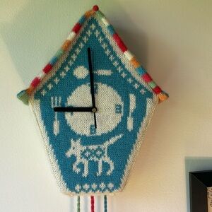 Anthropologie Knitted Cuckoo Clock by Andrea Williamson.
